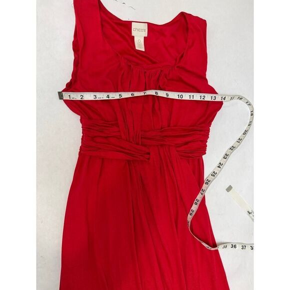 Chicos Maxi Dress Empire Waist Rayon Red Sleeveless - Size 0 Petite - Picture 6 of 10